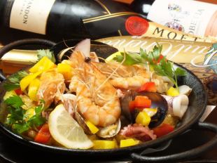 【Spanish course】 Farewell party / Gongkong etc ★ Seafood paella etc 9 items & 2 hours drinking 3990 ⇒ 3490 yen