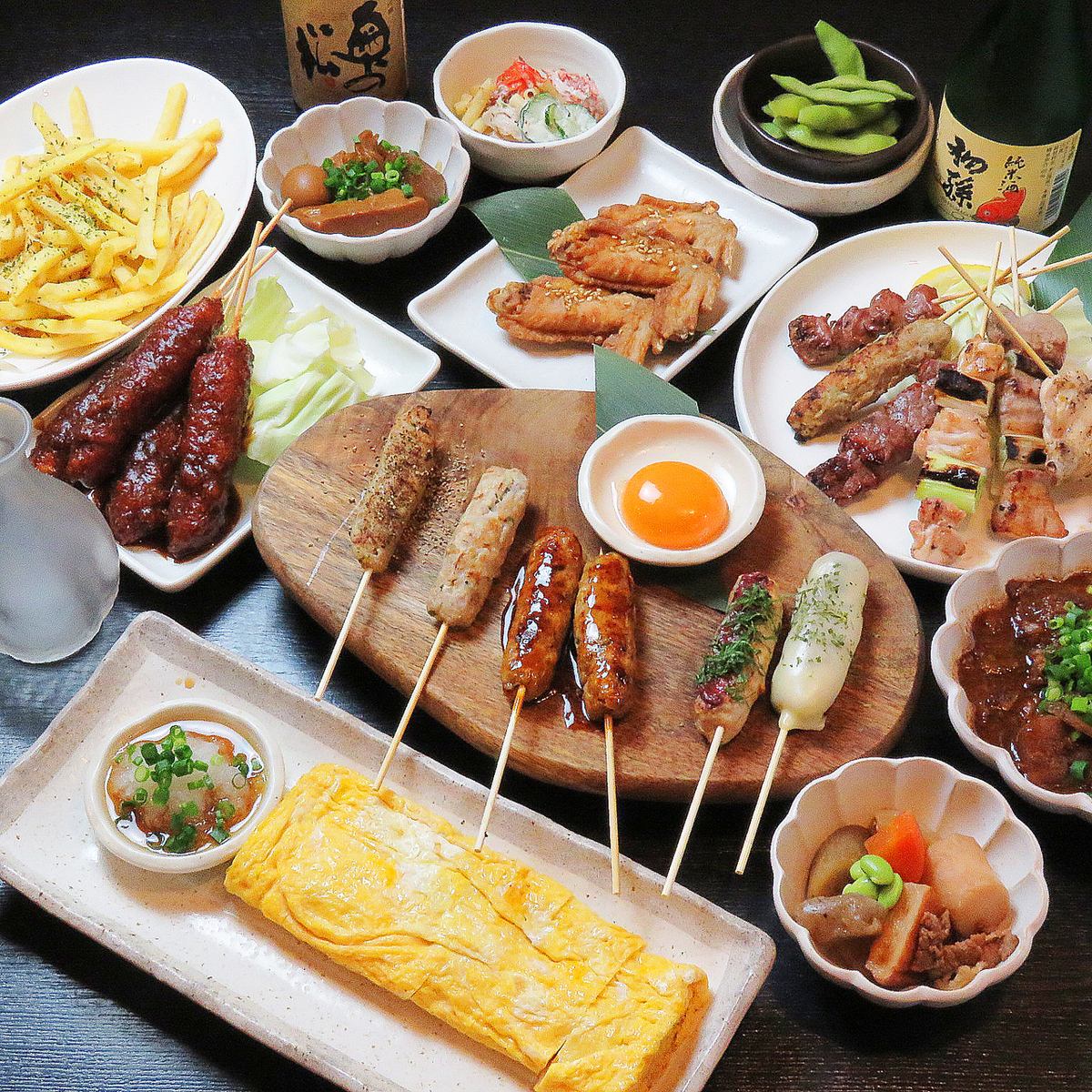 Binchotan charcoal skewers and all-you-can-drink Nagoya meal course ◎