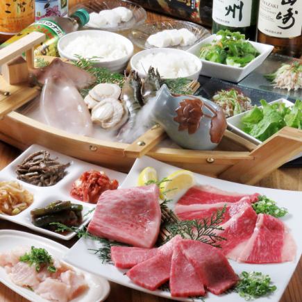 【瀬戸内コース】瀬戸内の恵みと黒毛和牛3種類の旨味を堪能できる贅沢コース。6000円(税込)