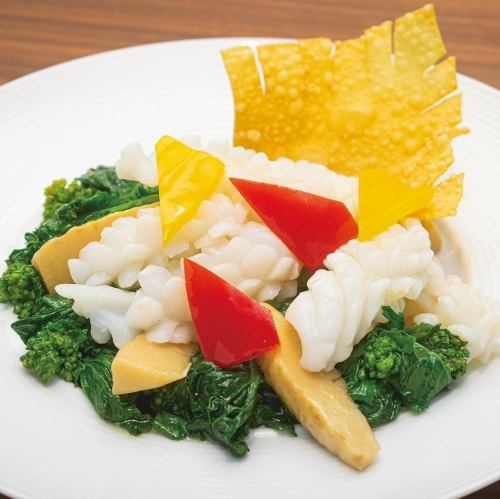 菜の花とアオリイカの炒め