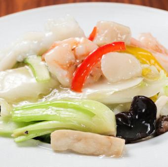 海鮮入り野菜あんかけ焼きそば