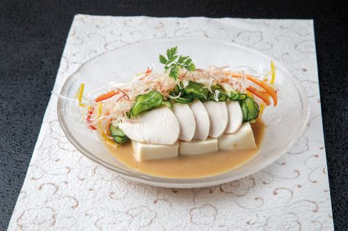 鶏ムネ肉と豆腐の冷製