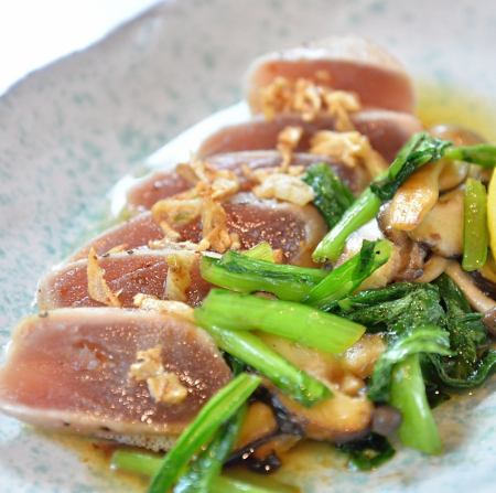Prefectural tuna garlic rare steak