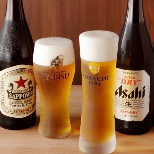 We offer truly delicious beers such as the luxurious "Yebisu" and "Sorachi", made from the rare hop.