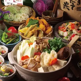 12月～鮮魚と肉巻き野菜×きりたんぽ鍋【冬の恵コース】4,000円プレミアム飲み放題付6,000円 