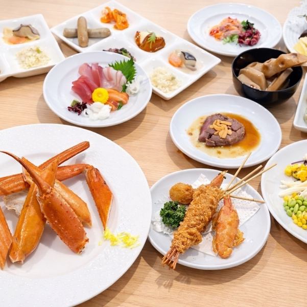 【ディナービュッフェ】サーロインステーキをはじめ、ずわい蟹、握り寿司やビーフシチュー、飲茶料理など
