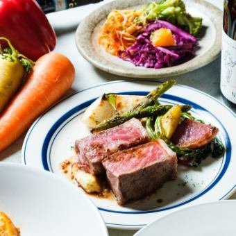 [All-you-can-drink included] 8-item steak course featuring Japanese black beef, seared yukke, specialty dishes, and plenty of domestic vegetables