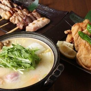 【神鶏市ヶ谷店限定】神鶏名物『水炊き』と『串焼き』を含む全9品+2時間飲み放題付コース4000円