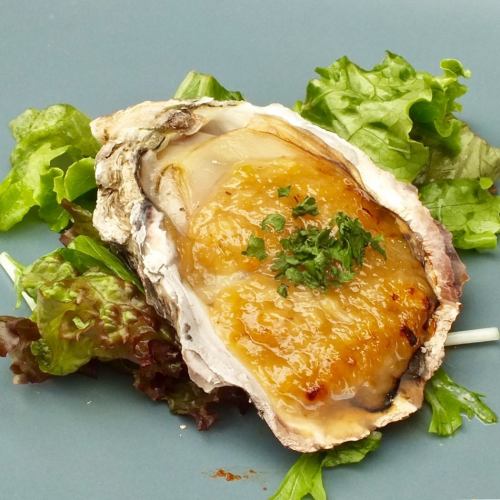 Grilled oysters with green onion miso