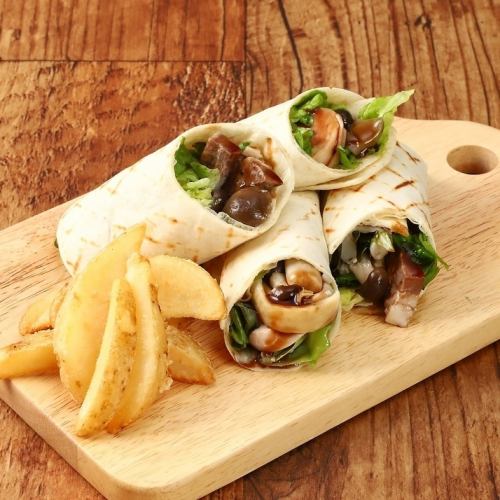 Iberian pork and chicken mushroom pepper wrap sandwich