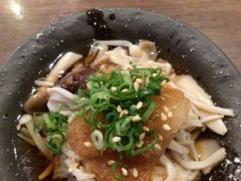 Mushrooms with grated daikon radish and ponzu sauce