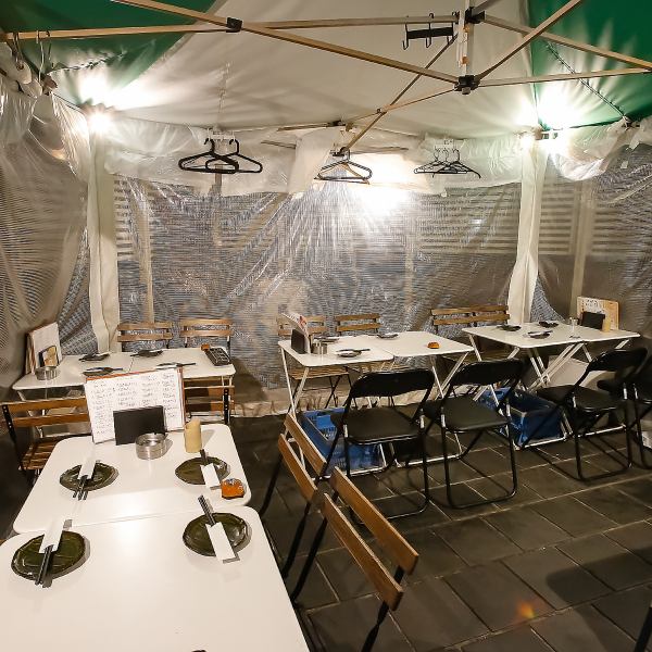 【テラスで宴会/歓迎会/送別会に】ビニールハウス使用のテラス席はヒーター完備で冬の時期でも薄着でお楽しみいただけます♪