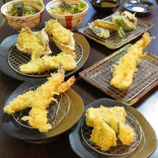 全國蓋飯大獎賽金獎！秋子天婦羅套餐 5,000日元（含稅） 14道菜