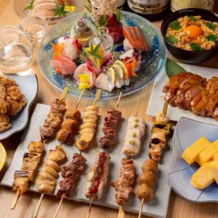【3H飲放】熊本県産馬刺し×旬の野菜巻き串や産直旬魚刺し『来福』全8品5720円⇒5000円