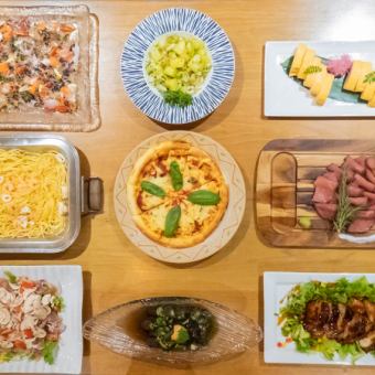 保證私人預訂 [120分鐘無限暢飲] 自助餐形式，包含國產烤牛肉在內的17道菜，6600日元（含稅）