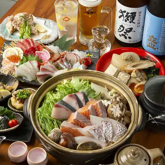 【90分飲み放題付】メインは旨味たっぷりの海鮮鍋《海鮮鍋コース》6,000円<7品>