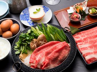 [保证半包厢] ◆寿喜烧◆京都产黑毛和牛“京都肉”套餐◆共4道菜12,600日元