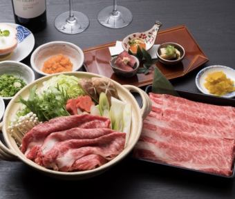 [保證半包廂] ◆ 涮鍋 ◆ 黑毛與牛套餐 ◆ 全4道菜 5,500日圓