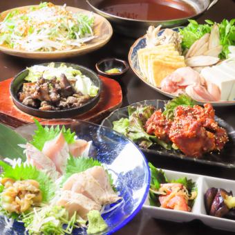 【極みトリムネコース】親鶏と若鶏の黒焼き2種盛り等全8品+120分飲み放題　6,000円（税込）