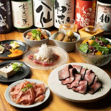 【忘年会・新年会に!】人気の和牛ローストビーフを含むAKパーティプラン【90分飲み放題付き!】