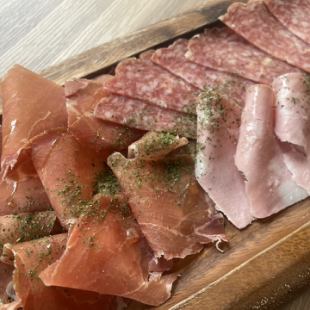 生ハムとサラミとモルタデッラ