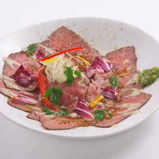 Homemade roast beef carpaccio