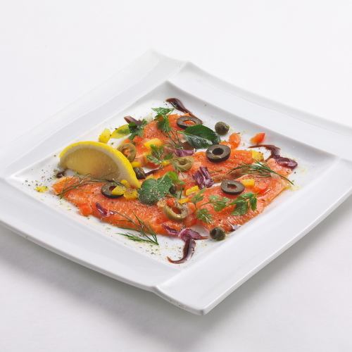 Tender salmon carpaccio