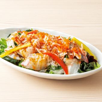 Seafood salad with fresh fish, sakura shrimp and whitebait