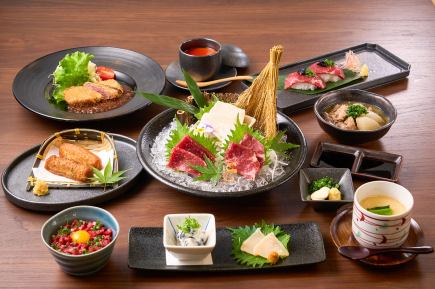 馬刺し3種・馬肉レアかつ・馬刺し握り寿司など◆仙酔峡コース(9品)　6600円(税込)