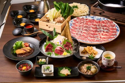 馬刺し4種盛り合わせ・馬肉のすきやき鍋など◆草千里コース(10品)　8800円(税込)