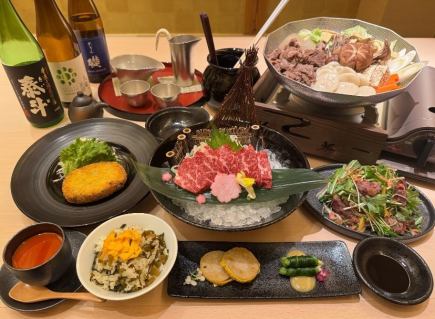 【120分飲み放題付】+豪華特選馬刺しなど◆「桜馬」コース(7品) 8000円(税込)