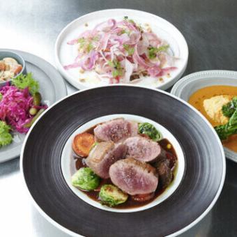 カジュアルフレンチシェアコース◆鴨肉のロースト、カルパッチョ、トリュフバゲッドなど全4品