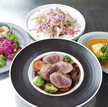 【パン食べ放題付き】よくばりランチシェアコース◆前菜盛合わせ、お魚、お肉、パスタなど全５品