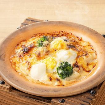 Mochi and Quail Egg Gratin / Turnip Senmaizuke