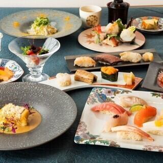 （晚餐）尽情享用当天的特别寿司等omakase套餐【宫岛】