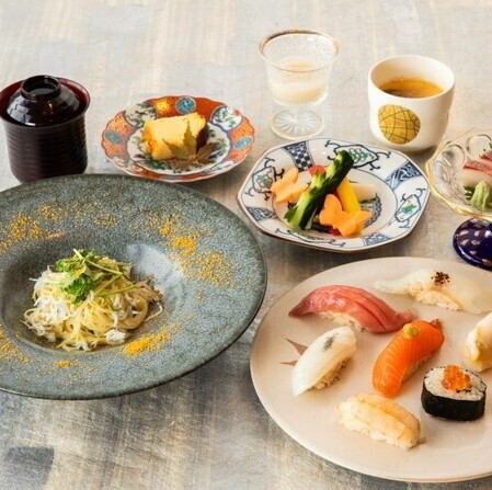 (ランチ) 選べるデザート付き、鮨・お造りと冷製パスタを楽しむランチ【弥山 -Misen-】