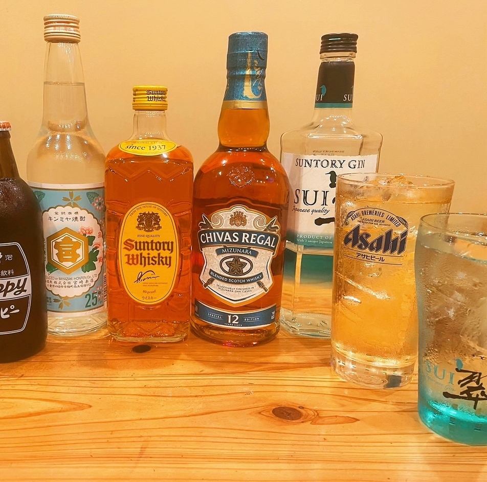 享用餐點時，您可以搭配自己喜歡的飲品，例如清酒、燒酒、啤酒、高球酒、啤酒花酒、酸酒或茶雞尾酒。可保管的瓶子◎