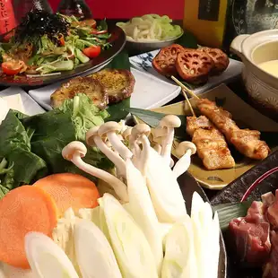 ＜120分飲み放題付き＞100時間煮込んだ濃厚水炊きと串焼きコース 全9品◇6500円(税込)