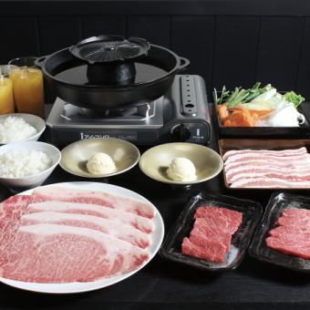 国産しゃぶしゃぶ+焼肉コース(牛＆豚)