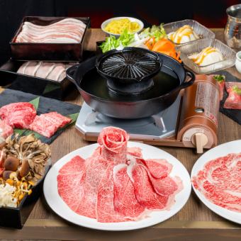 和牛＆銘柄豚しゃぶしゃぶ+焼肉コース(牛＆豚)