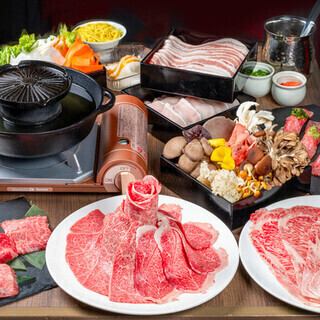 【人気No.1】国産しゃぶしゃぶ+焼肉食べ飲み放題コース(牛＆豚)