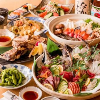 鰤しゃぶをメインに刺身盛り合わせや焼き物など全8品◎【ブリしゃぶ鍋宴会コース】6000円(税込)