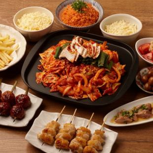 Course B: Melty Cheese! Dakgalbi Course (2 hours all-you-can-drink included)