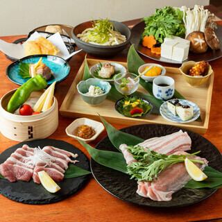 忘年会・宴会に【希少な長崎芳寿豚を堪能】季節の豚しゃぶ3種食べ比べコース14品～3時間プラン～