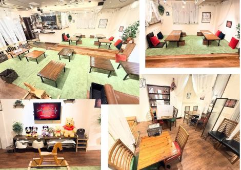 落ち着いた雰囲気の店内は、赤ちゃんとママに居心地の良い〈小上がりエリア〉と、お食事や歓談が楽しめる〈テーブルエリア〉に分かれています。赤ちゃん連れには、離乳食の持ち込みOK! その他、おむつ替え台・バンボ・バウンサーなどもご用意。WI-FI・電源コンセントあり。