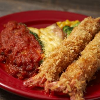 Fried shrimp and chicken Milanese