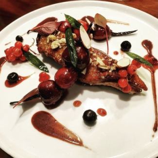 Roasted duck fillet, American cherry and proof berry sauce