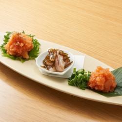 Assortment of 3 types of marinated mentaiko