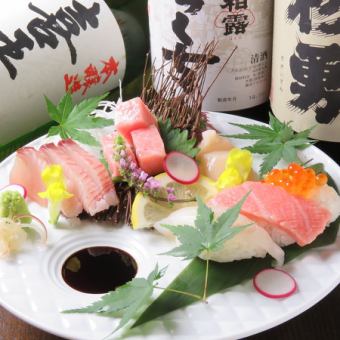 【食事会や各種宴会に！料理のみ】史一お勧めの寿司10貫や牛ステーキなど等全8品6000円(税込)