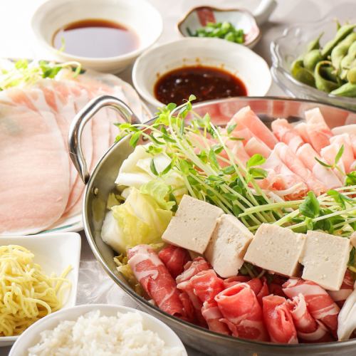 ラム肉と豚のしゃぶしゃぶ